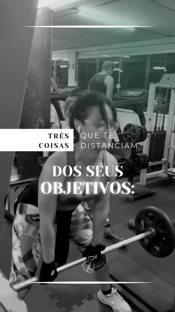 Capa original do Reel com Hanelle Lysias treinando e o título Três coisas que te distanciam dos seus objetivos.